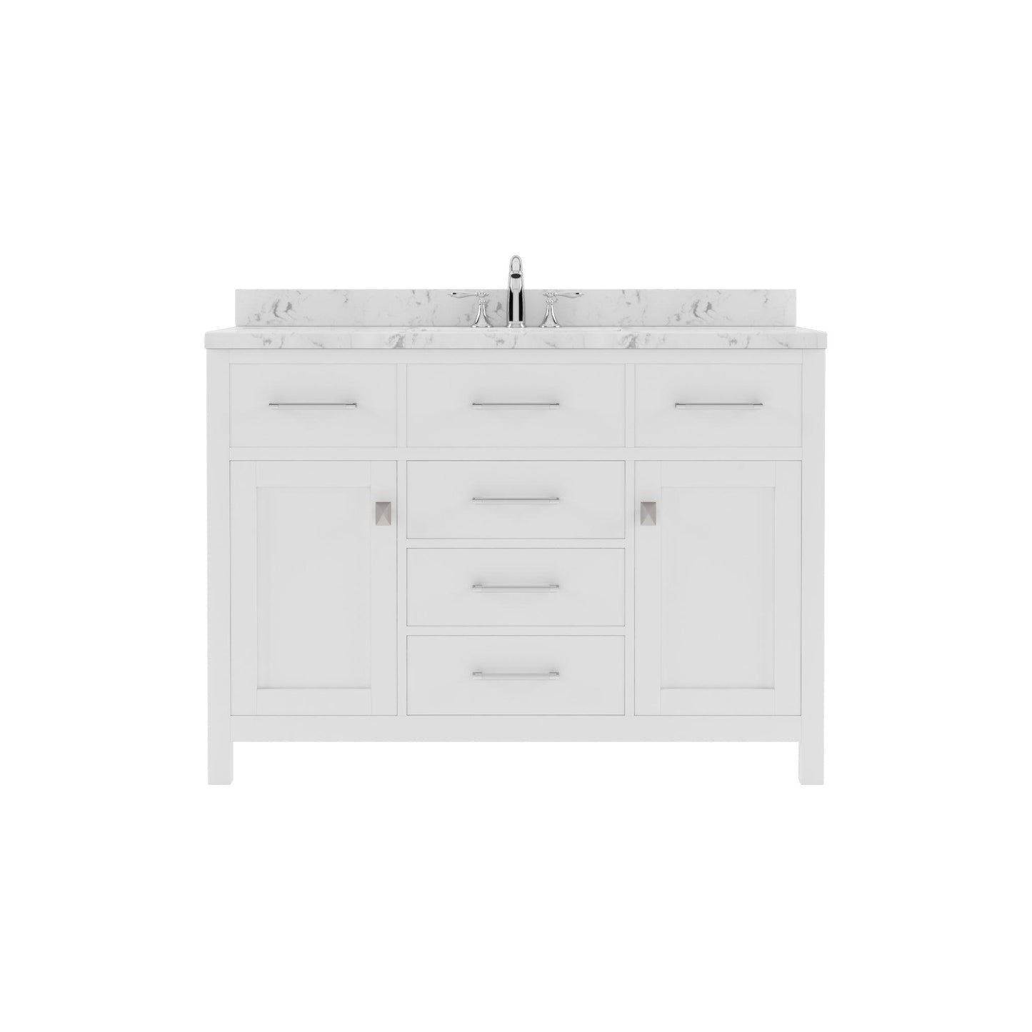 Caroline 48" Single Bath Vanity Set with Cultured Marble Quartz Top & Rectangular Centered Basin