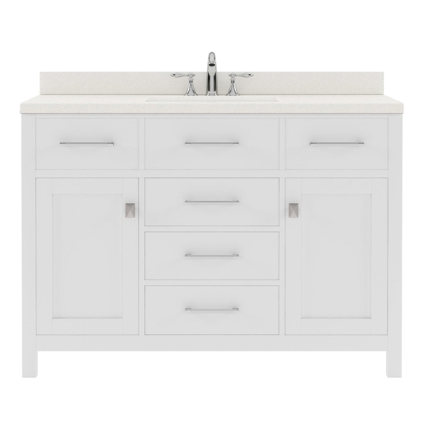 MS-2048-DWQSQ-WH White 48" Single Bath Vanity, White Quartz Top, Rectangular Basin
