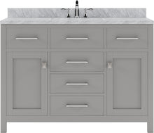 Load image into Gallery viewer, MS-2048-WMRO-CG Cashmere Gray Caroline 48&quot; Single Bath Vanity Set with Italian Carrara White Marble Top &amp; Oval Centered Basin