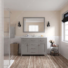 Load image into Gallery viewer, MS-2048-WMRO-CG Cashmere Gray Caroline 48&quot; Single Bath Vanity Set with Italian Carrara White Marble Top &amp; Oval Centered Basin, Mirror styled