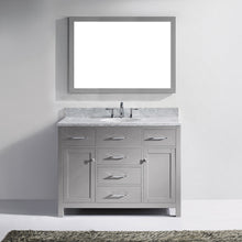 Load image into Gallery viewer, MS-2048-WMRO-CG Cashmere Gray Caroline 48&quot; Single Bath Vanity Set with Italian Carrara White Marble Top &amp; Oval Centered Basin, Mirror1