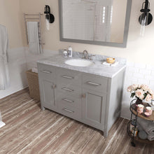 Load image into Gallery viewer, MS-2048-WMRO-CG Cashmere Gray Caroline 48&quot; Single Bath Vanity Set with Italian Carrara White Marble Top &amp; Oval Centered Basin, Mirror side