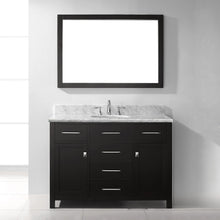 Load image into Gallery viewer, MS-2048-WMRO-ES Espresso Caroline 48&quot; Single Bath Vanity Set with Italian Carrara White Marble Top &amp; Oval Centered Basin, Mirror1