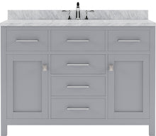Load image into Gallery viewer, MS-2048-WMRO-GR Gray Caroline 48&quot; Single Bath Vanity Set with Italian Carrara White Marble Top &amp; Oval Centered Basin