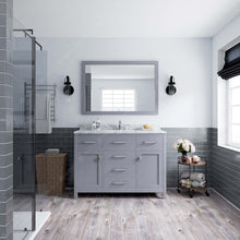 Load image into Gallery viewer, MS-2048-WMRO-GR Gray Caroline 48&quot; Single Bath Vanity Set with Italian Carrara White Marble Top &amp; Oval Centered Basin, Mirror styled