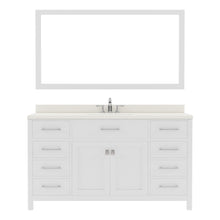 Load image into Gallery viewer, MS-2060-DWQSQ-WH White Caroline 60&quot; Single Bath Vanity Set with Dazzle White Quartz Top &amp; Rectangular Centered Basin, Mirror