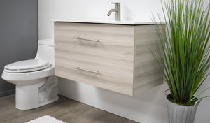 Volpa USA Napa 36" Modern Wall-Mounted Floating Bathroom Vanity Ash Gray MTD-3336AG-1 A