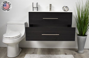 Volpa USA Napa 36" Modern Wall-Mounted Floating Bathroom Vanity Black Ash MTD-3336BA-1 fbd