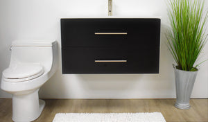 Volpa USA Napa 36" Modern Wall-Mounted Floating Bathroom Vanity Black MTD-3336BK-1 f