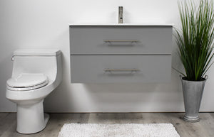 Volpa USA Napa 36" Modern Wall-Mounted Floating Bathroom Vanity Grey MTD-3336G-1 f