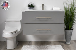 Volpa USA Napa 36" Modern Wall-Mounted Floating Bathroom Vanity Grey MTD-3336G-1 ftomiu