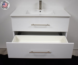 Volpa USA Napa 36" Modern Wall-Mounted Floating Bathroom Vanity Glossy White MTD-3336GW-1 bdpmiu