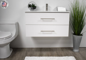 Volpa USA Napa 36" Modern Wall-Mounted Floating Bathroom Vanity Glossy White MTD-3336GW-1 fmiu