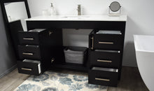 Load image into Gallery viewer, Volpa USA Capri 60&quot; Modern Bathroom Single Vanity Black MTD-3560SBK-1W AOS