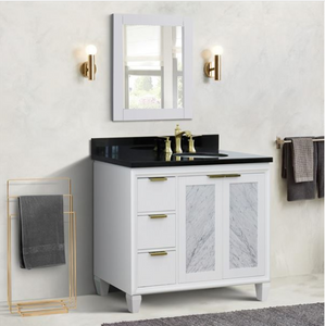 Bellaterra 43" Single White Vanity- Right Door/Right Sink 400990-43R-WH Oval