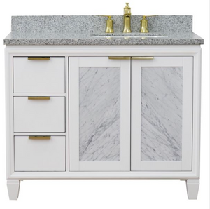 Bellaterra 43" Single White Vanity- Right Door/Right Rectangle Sink 400990-43R-WH 