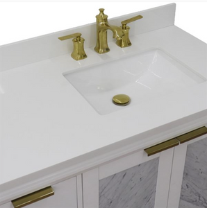 Bellaterra 43" Single White Vanity- Right Door/Right Rectangle Sink 400990-43R-WH White Top