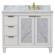 Load image into Gallery viewer, Bellaterra 43&quot; Single White Vanity- Right Door/Right Rectangle Sink 400990-43R-WH Carrara Top