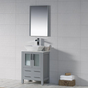 Blossom Sydney 24 Inch Vanity Base in White / Espresso / Metal Grey. Available with Ceramic Sink / Ceramic Sink + Mirror / Ceramic Vessel Sink / Ceramic Vessel Sink + Mirror - The Bath Vanities