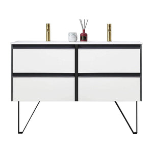 Blossom Berlin White 48" Double Vanity Base with Acrylic Sinks - The Bath Vanities