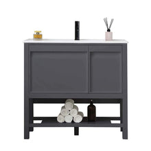 Load image into Gallery viewer, Blossom Vienna 36” Matte Gray Vanity with Acrylic Sink - The Bath Vanities