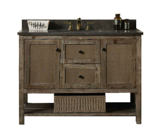 Legion Furniture 48" Solid Wood Sink Vanity in Brown Rustic with Moon Stone Top-No Faucet - WH5148-BR