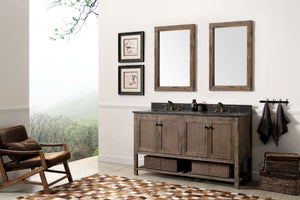 Legion Furniture 60" Solid Wood Sink Vanity in Brown Rustic with Moon Stone Top-No Faucet - WH5160-BR