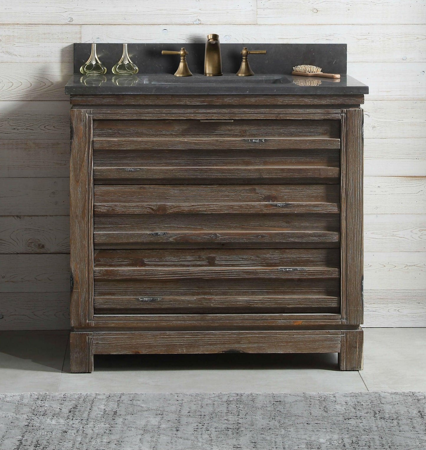 Legion Furniture 36" Wood Sink Vanity Match in Brown Rustic with Marble Wh 5136" Top -No Faucet - WH8436