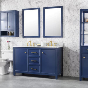 Legion Furniture 54" Blue Finish Double Sink Vanity Cabinet with Carrara White Top - WLF2154-B