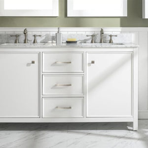 Legion Furniture 60" White Finish Double Sink Vanity Cabinet with Carrara White Top - WLF2160D-W