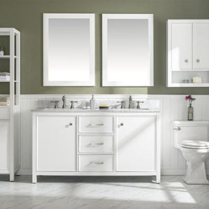 Legion Furniture 60" White Finish Double Sink Vanity Cabinet with Carrara White Top - WLF2160D-W