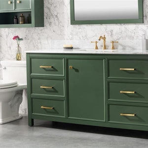 Legion Furniture 60" Vogue Green Finish Single Sink Vanity Cabinet with Carrara White Top - WLF2160S-VG