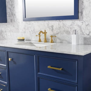 Legion Furniture 60" Blue Finish Single Sink Vanity Cabinet with Carrara White Top - WLF2160S-B