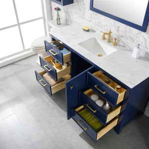Legion Furniture 60" Blue Finish Single Sink Vanity Cabinet with Carrara White Top - WLF2160S-B