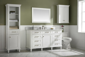 Legion Furniture 60" White Finish Single Sink Vanity Cabinet with Carrara White Top - WLF2160S-W