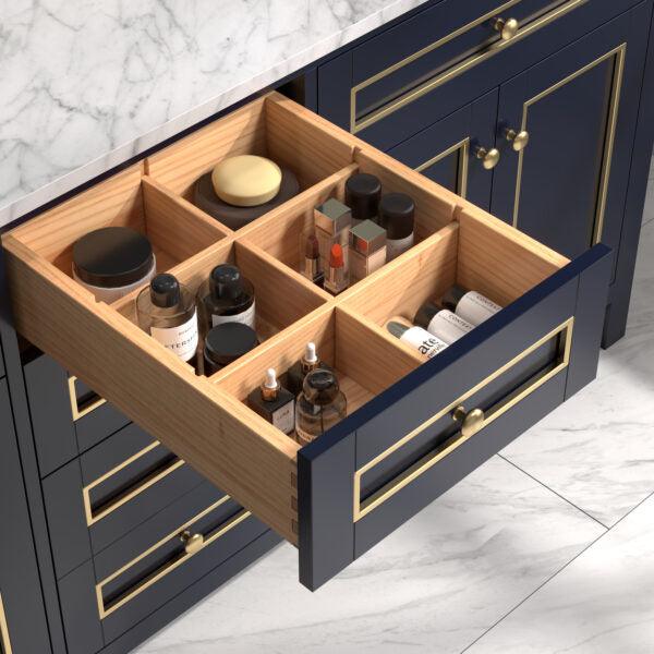 Legion Furniture 72" Blue Finish Sink Vanity Cabinet with Carrara White Top - WV2272-B