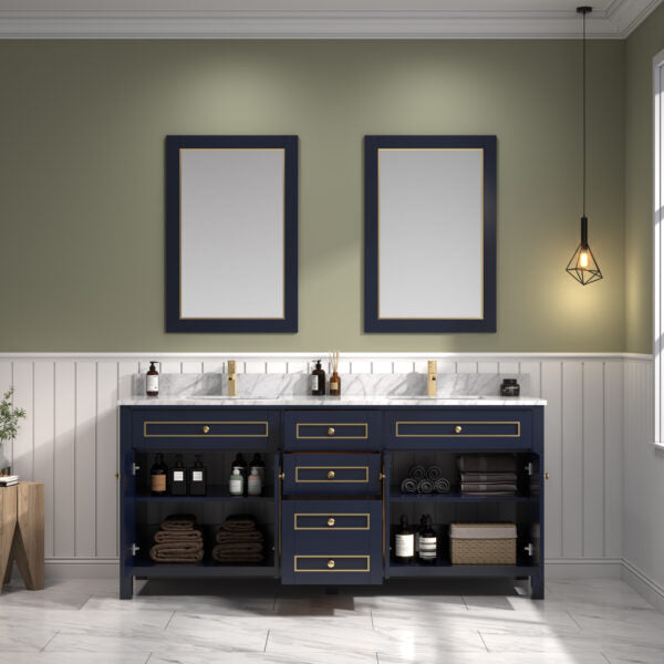 Aurora Blue 37 in. Vanity with Carrara Top