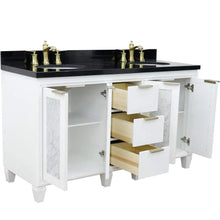 Load image into Gallery viewer, Bellaterra White 61&quot; Wood Double Vanity  Black Top 400990-61D-WH Oval