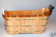 Load image into Gallery viewer, ALFI brand AB1148 59&quot; Free Standing Wooden Bathtub with Chrome Tub Filler