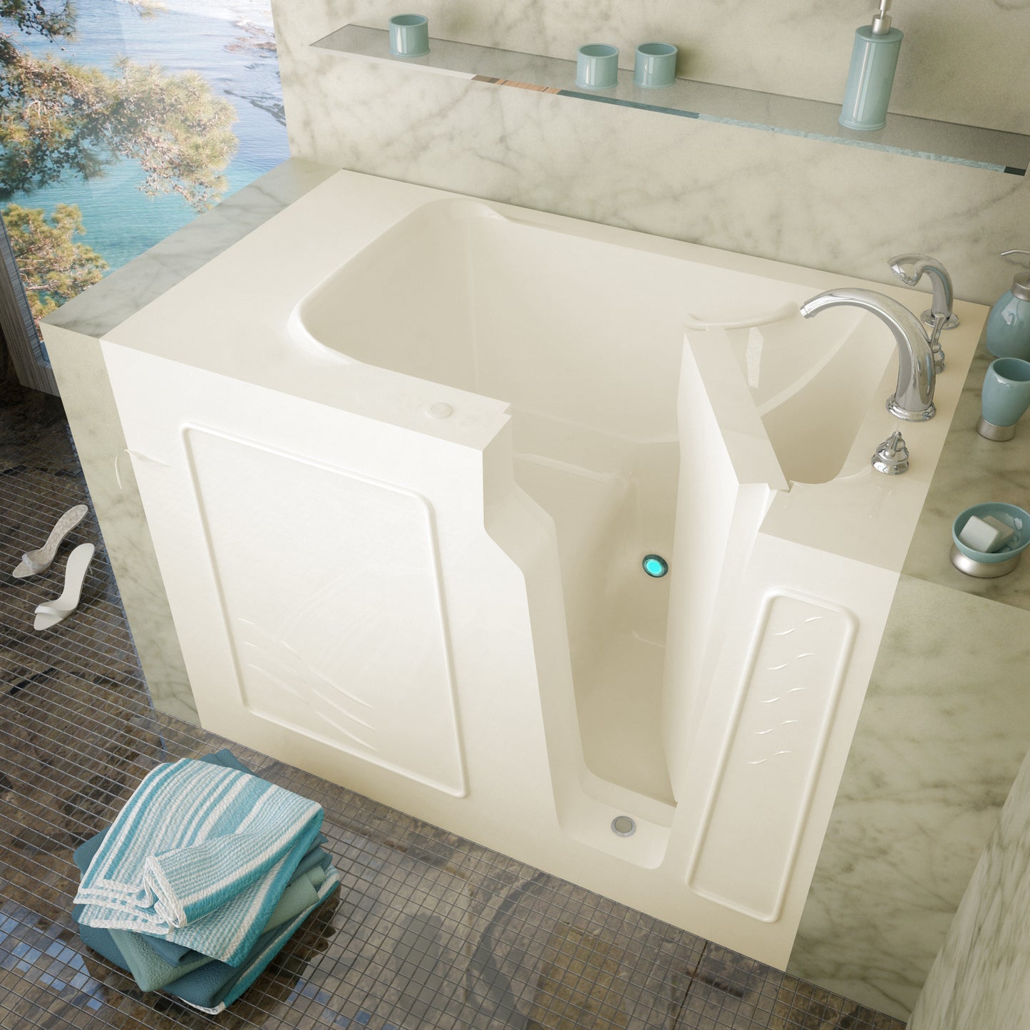 MediTub Walk-In 29 x 52 Left Drain Biscuit Soaking Walk-In Bathtub