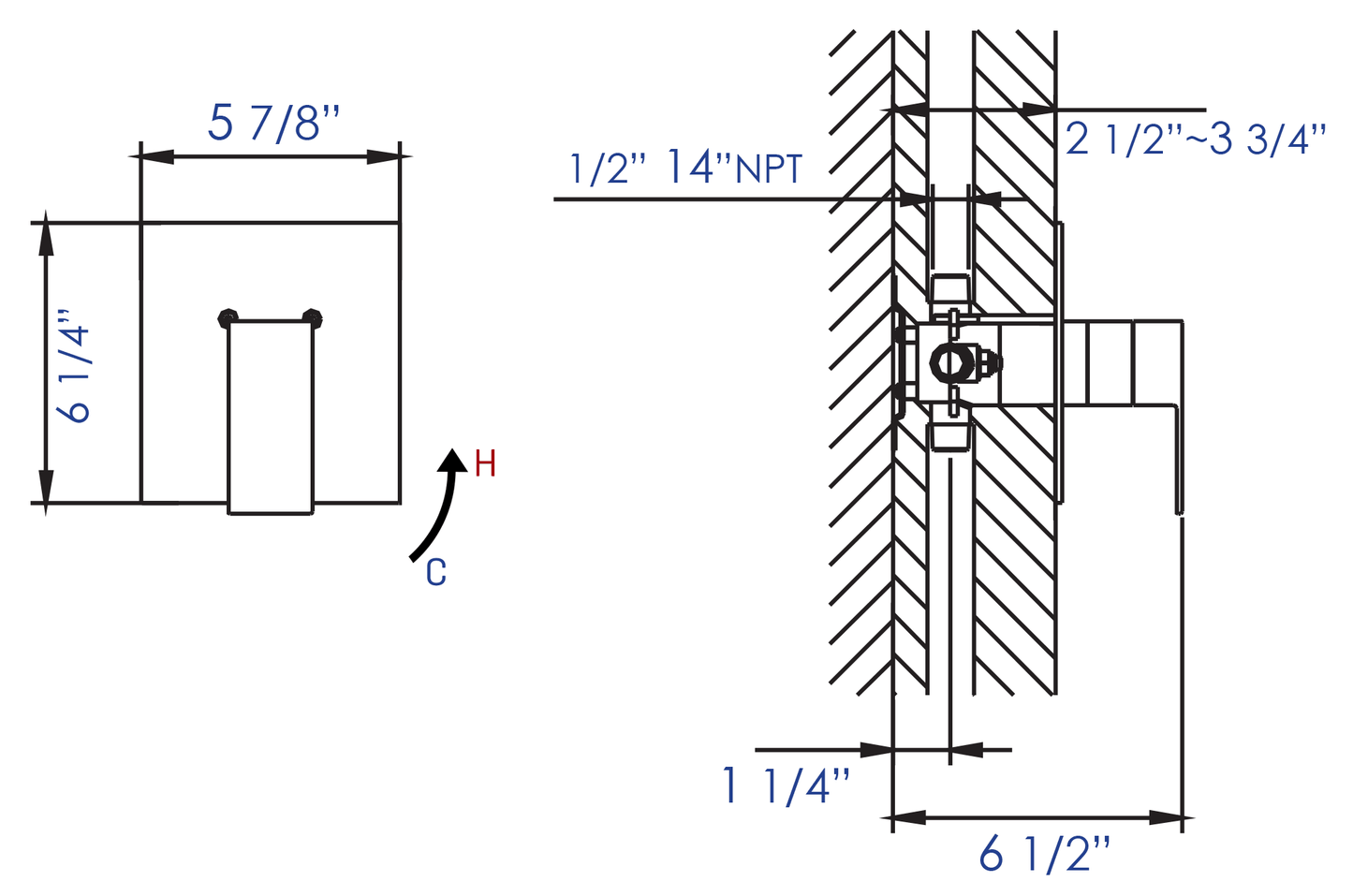 ALFI brand AB6701-PC Polished Chrome Modern Square Pressure Balanced Shower Mixer