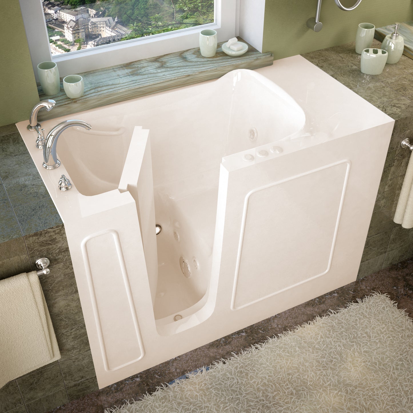 MediTub Walk-In 26 x 53 Left Drain Biscuit Whirlpool Jetted Walk-In Bathtub