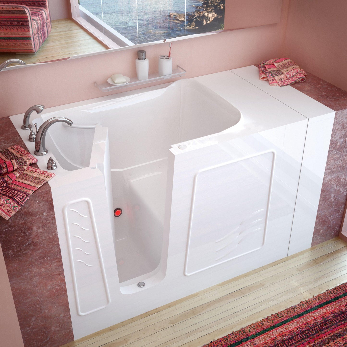 MediTub Walk-In 30 x 53 Left Drain Soaking Walk-In Bathtub in White