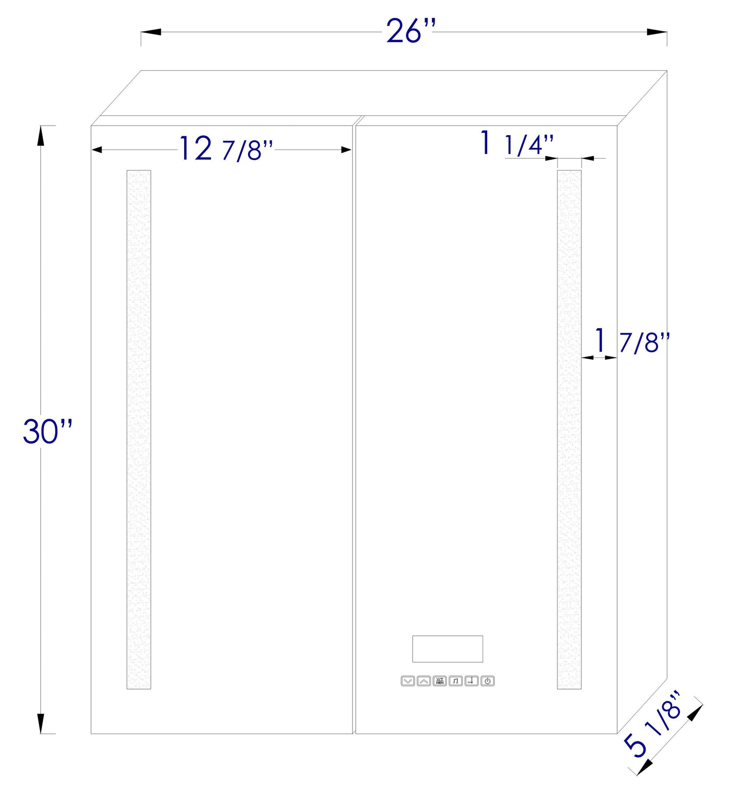 ALFI brand ABMC2630BT 26" x 30" Double Door LED Light Bluetooth Medicine Cabinet