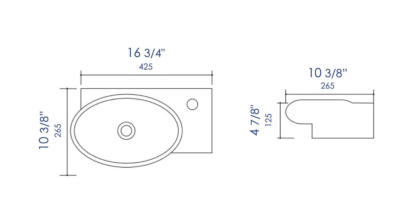 ALFI brand ABC117 White 17" Small Wall Mounted Ceramic Sink with Faucet Hole