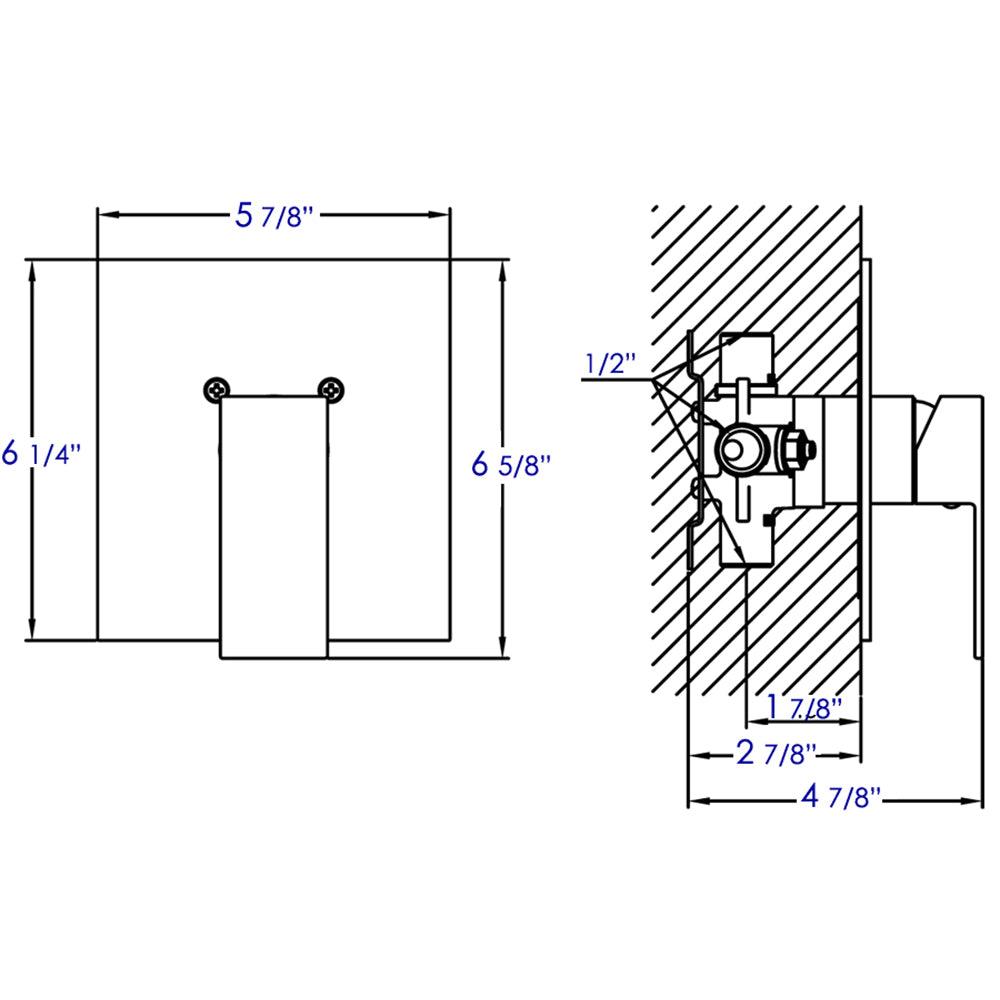 ALFI brand AB5501-BN Brushed Nickel Shower Valve Mixer with Square Lever Handle