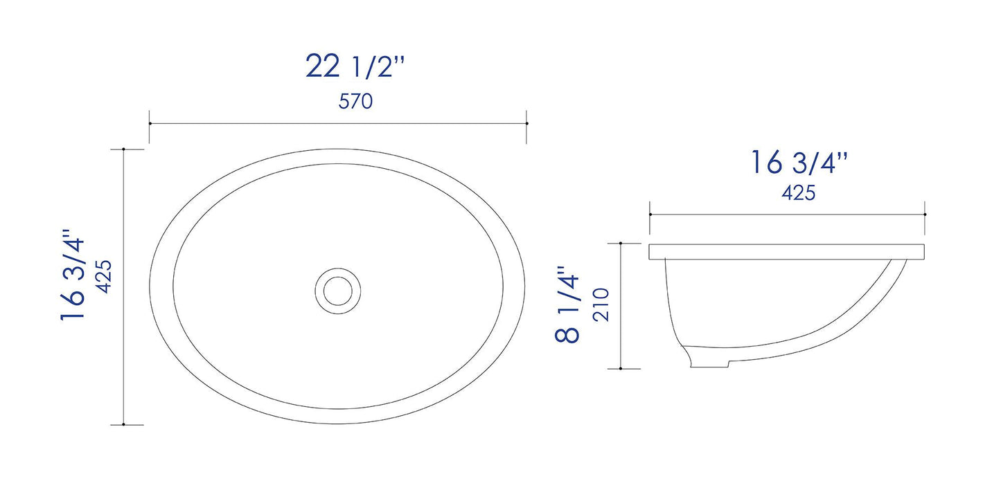 ALFI brand ABC602 White 23" Oval Undermount Ceramic Sink