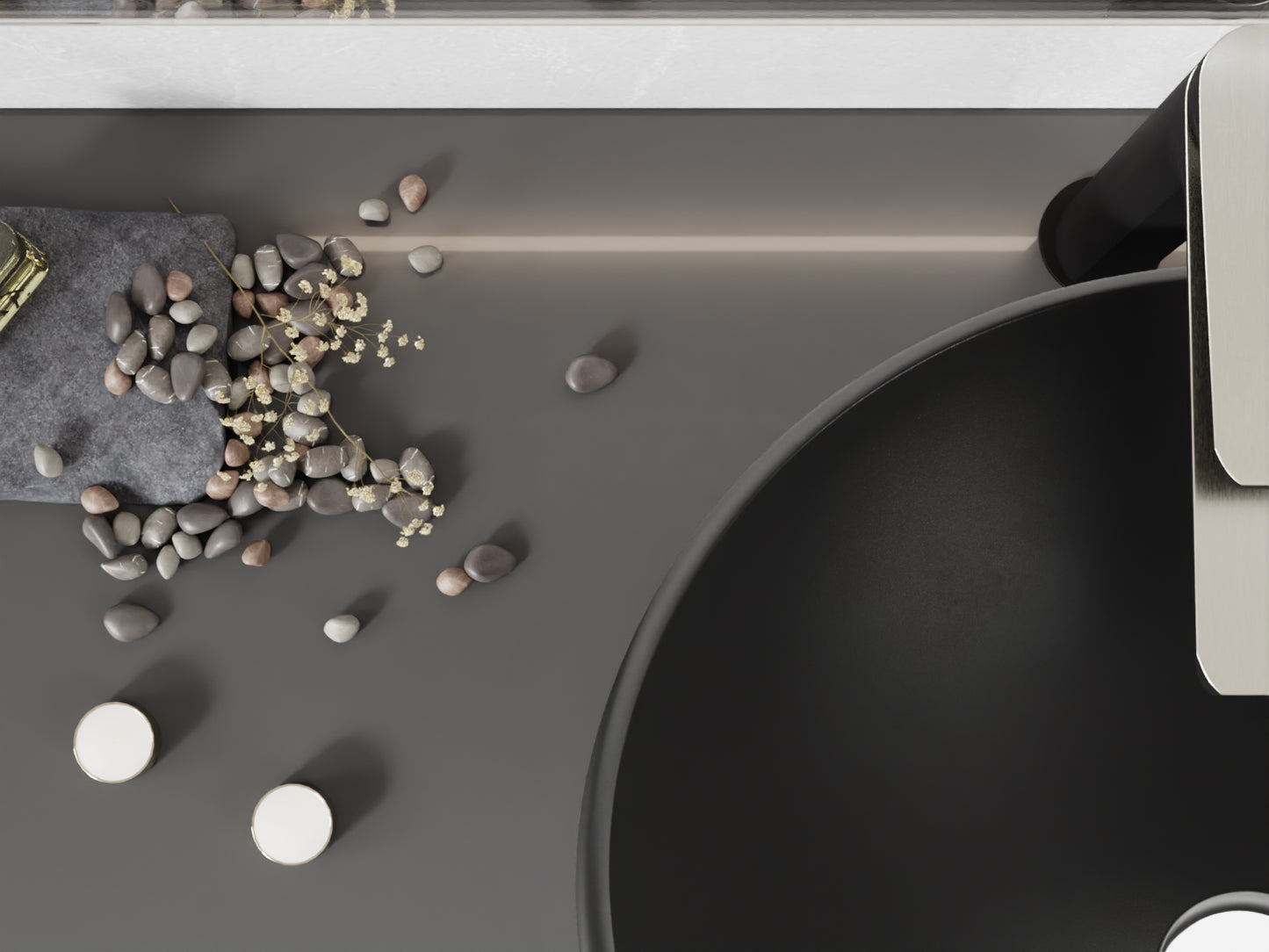 Amalfi Round Glass Vessel Bathroom Sink with Matte Black Finish