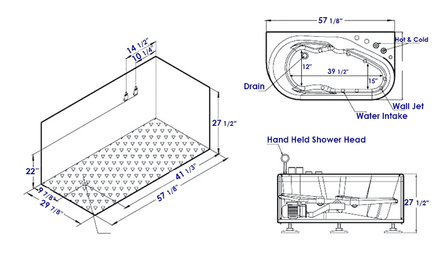 EAGO AM175-R 5' White Acrylic Whirlpool Bathtub - Drain on Left