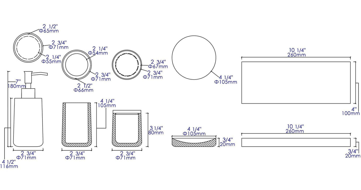 ALFI brand ABCO1001 5 Piece Solid Concrete Bathroom Accessory Set